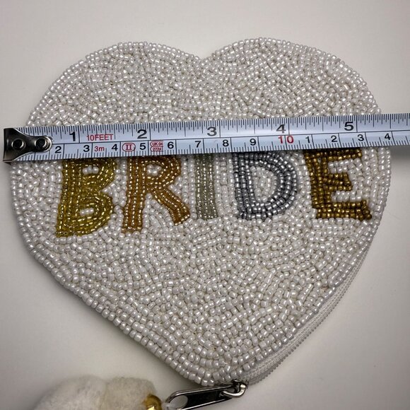 Beaded 'Bride' Heart Shaped Coin Purse Wedding Bachelorette Bridal‎ - Picture 6 of 6